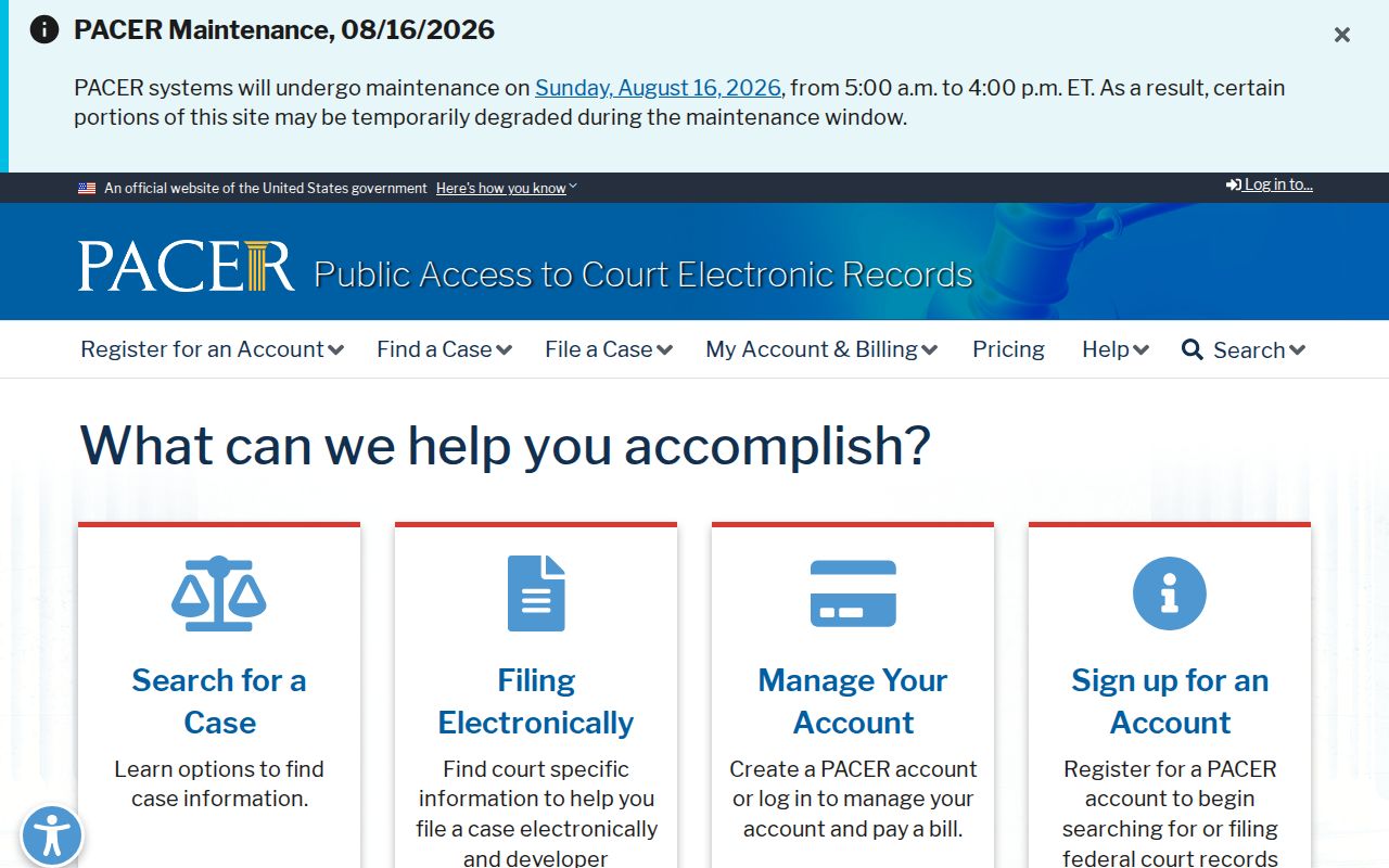 PACER search for federal criminal court cases in Ohio County