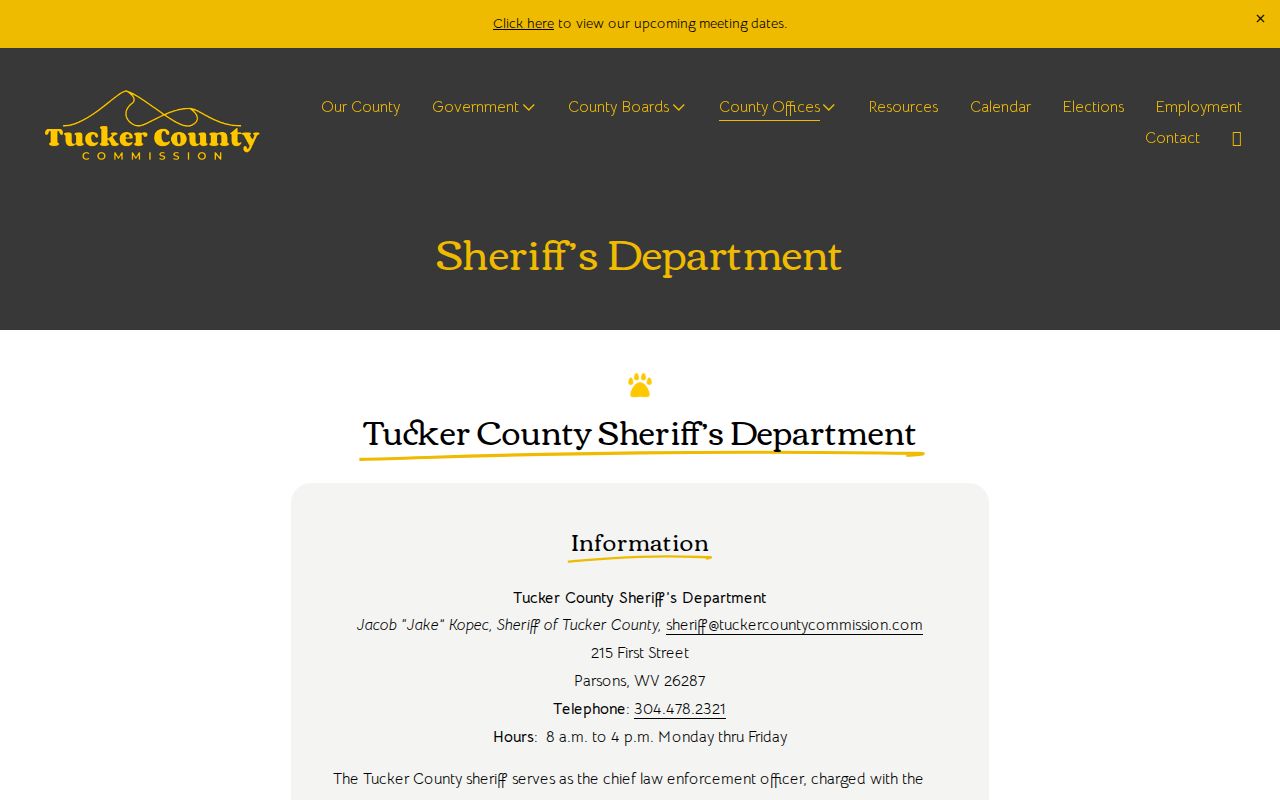 Ohio County sheriff's office records counter
