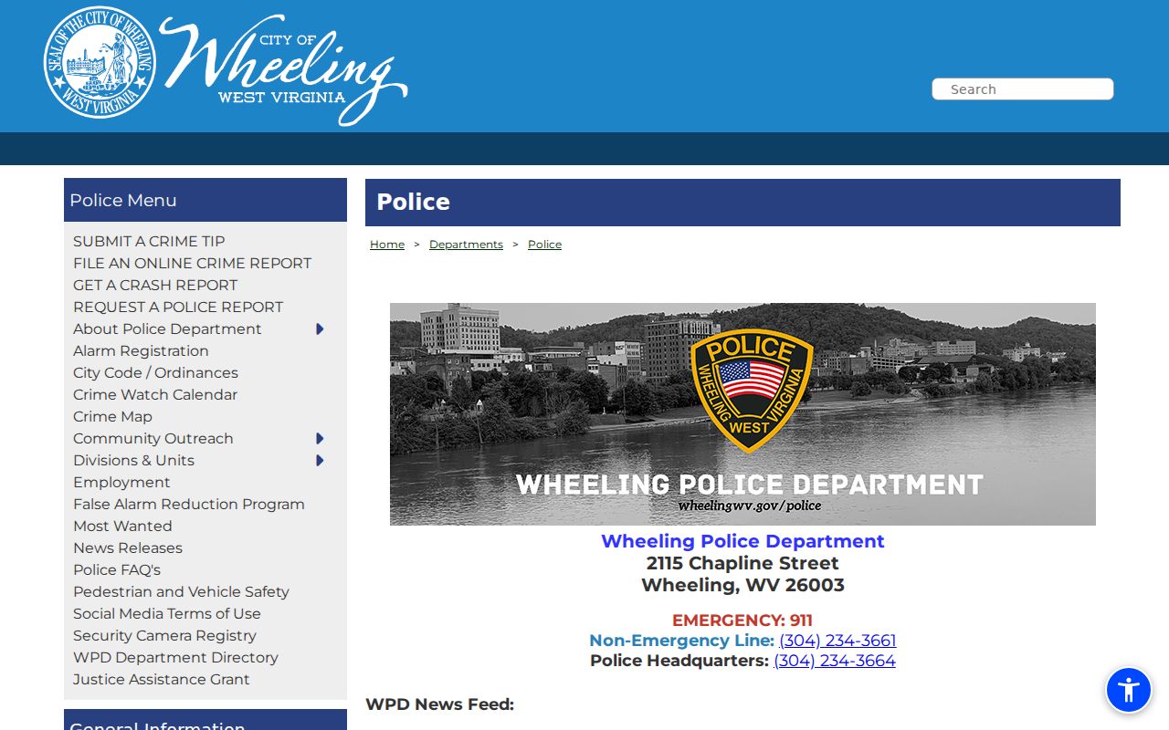 Wheeling Police Department source for Wheeling criminal records